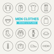 Set of round and outlined men clothing icons