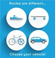 icons for modern urban transports and vehicles