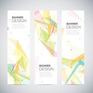Vector vertical banners set with polygonal shapes circles lines triangles
