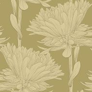 Beautiful monochrome seamless background with flowers aster