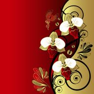 floral abstract background branch of orchid and bird