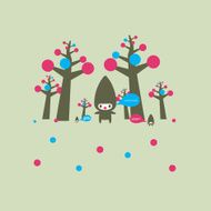 Santas little helpers helper fruit forest character illustration