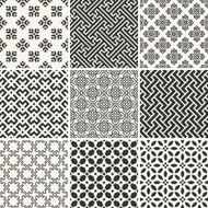 Set of endless monochrome simple patterns N2