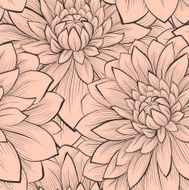 Beautiful seamless pattern with blooming dahlias closeup