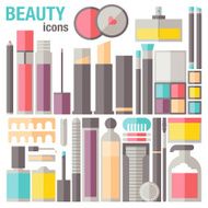 Beauty makeup flat icons