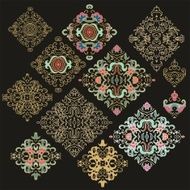 Set of decorative elements in oriental style (vector) N11