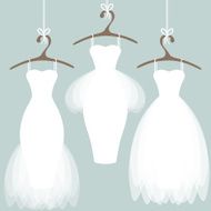 Wedding dresses on hangers