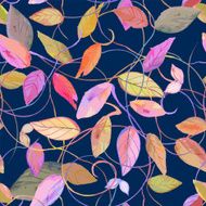 Watercolor floral seamless pattern with leaves on beige background