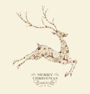 Merry Christmas vintage reindeer greeting card N2
