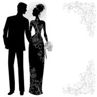 Elegant Bride and Groom Silhouette Just Married N2