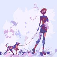 Series Silhouettes in lilac color Watercolor stylized N2