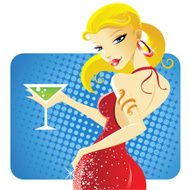 Beautiful Party Girl Holding Martini Glass