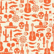 Mexican seamless pattern with icons in native style N3