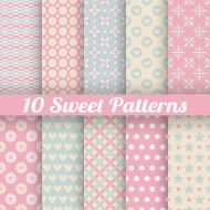 Sweet cute vector seamless patterns (tiling) N3