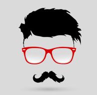 mustache glasses hairstyle