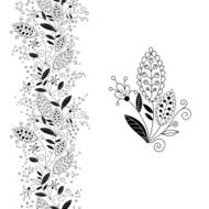 Seamless floral border and small bouquet