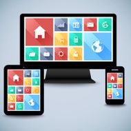 Modern flat user interface kit in computer mobile tablet template