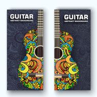 Abstract retro music guitar on the background of ornament N4