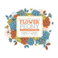 Peony Flower Vintage Composition N4