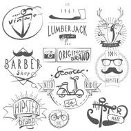 Hipster vintage labels set black