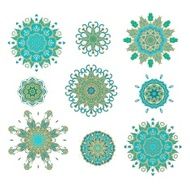 Set of decorative rosettes-stars in arabic style N7