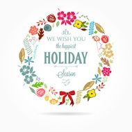 floral greeting card with christmas wreath
