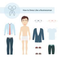 How to Dress like a Businessman Vector Set