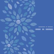 Blue textile peony flowers vertical frame seamless pattern background