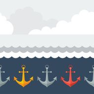Nautical seamless pattern with anchors in flat design style N2