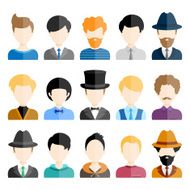 Colorful Male Icons Set in Trendy Flat Style