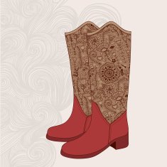 Vintage boots with floral fabric N3