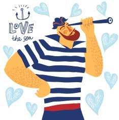 The mighty cartoon sailor with spyglass N2