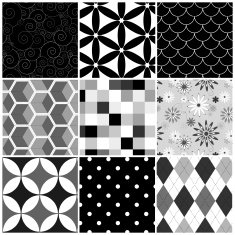 Collection of seamless black & white pattern