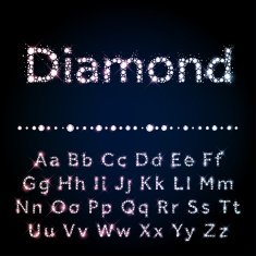 Shiny diamond font set A to Z uppercase and lowercase