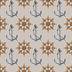 Vector pattern with anchors and ship's wheels