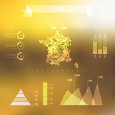 Abstract France Map with Infographic Elements on Blurred Backgro