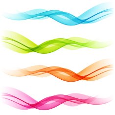 Set of Abstract color transparent curved lines