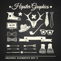 Hipster graphic set on chalkboard background N2