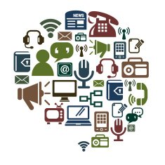 Communication Icons in Conversation Shape N2