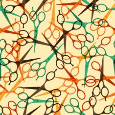 Hairdressing tools seamless pattern in retro style N3