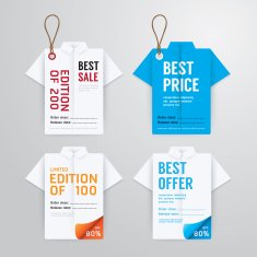 Sale banners price tag paper card template shirt origami