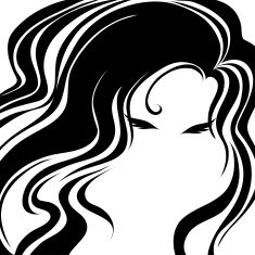 Closeup decorative vintage woman with beautiful long hair