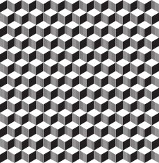 Seamless geometric black and white cube pattern