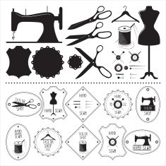 Set of vintage tailor emblems and elements