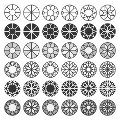 Set of cutting samples diamonds gemstones elements