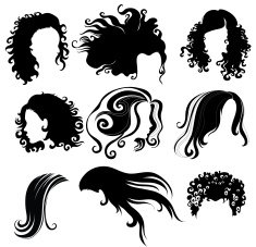 big set of black hair styling for woman N4