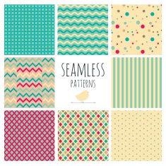 Seamless Colorful geometric background set
