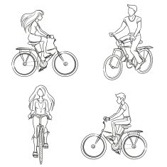 Man and woman riding a bicycle