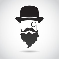 Gentleman face Icon isolated on white background N5