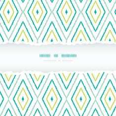 Green ikat diamonds torn frame seamless patterns backgrounds
